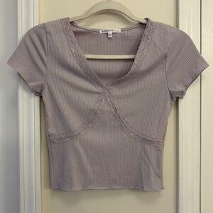 NWOT Lavender Lace Trimmed Tee